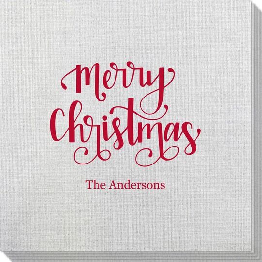 Hand Lettered Merry Christmas Bamboo Luxe Napkins